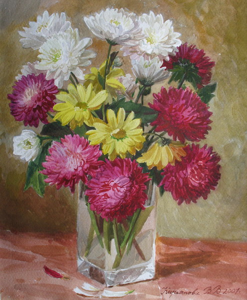 Victoria Kiryanova. Asters and chrysanthemums, 2008