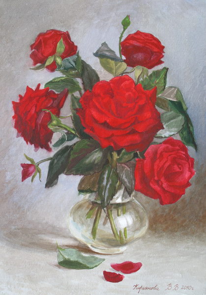 Victoria Kiryanova. Bouquet of crimson roses, 2010